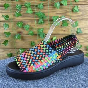 Heal Women's 10 Multicolor Woven Slingback Sandal Comfort Platform Shoes